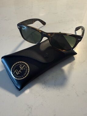 Ray-Ban Tortoise Frame Sunglasses with Green Lenses